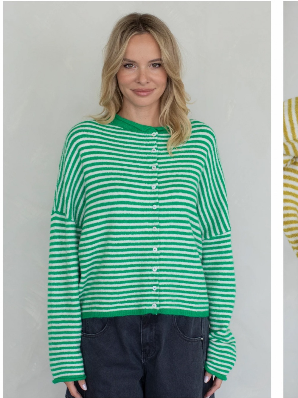 NWOTS things between piper cardigan in mini stripe green size small